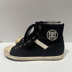 Chanel Canvas CC High Top Sneakers